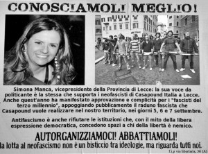 manifesto contro Simona Manca