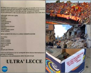 ultrà Lecce per terremoto Centro Italia